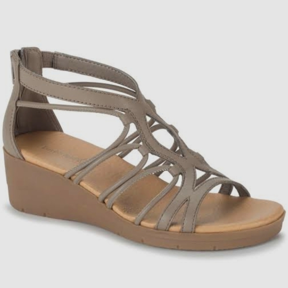 Baretrap Kitra Strappy Wedge Sandals, 7.5, Nwot Taupe